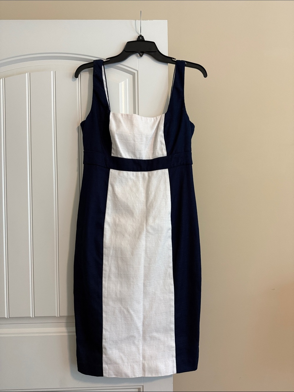 Ralph Lauren Navy and White Panel Midi Dress